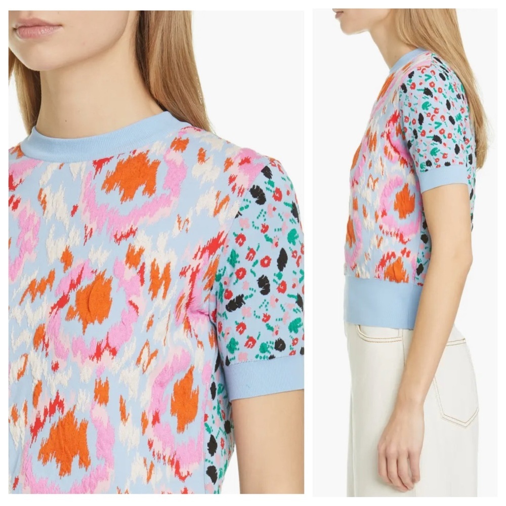 Marni jacquard knit top, Multicolor Geometric Knit Top Short Sleeve 44 / 8 / M - Picture 3 of 15